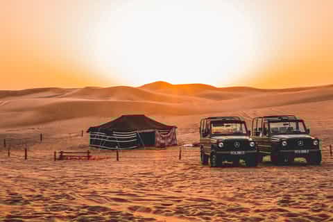 dubai desert safari on a 1980 vintage mercedes