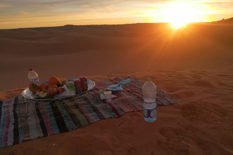 Ksar Ghilane : chameau, baignade, dunes et coucher de soleil