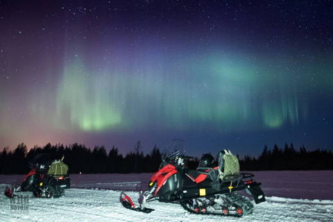 Rovaniemi : Excursion en motoneige à la recherche d&#039;aurores boréalesConduite simple 1 adulte par motoneige