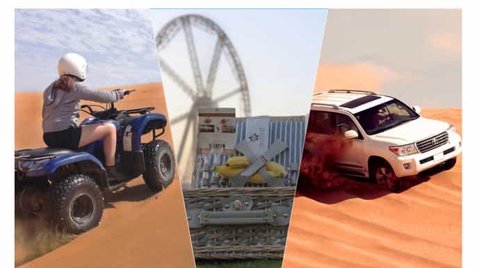dubai desert safari dune bashing quad biking and brunch
