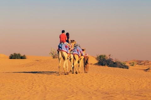 From Dubai: Sunset Camel Trek with Shows & BBQ at Al Khayma Private Transfer & Shared Camel Trek with Open Buffet