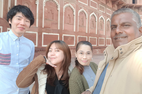 From Delhi: Day Trip to Taj Mahal, Agra Fort and Baby Taj Tour with Car + Guide