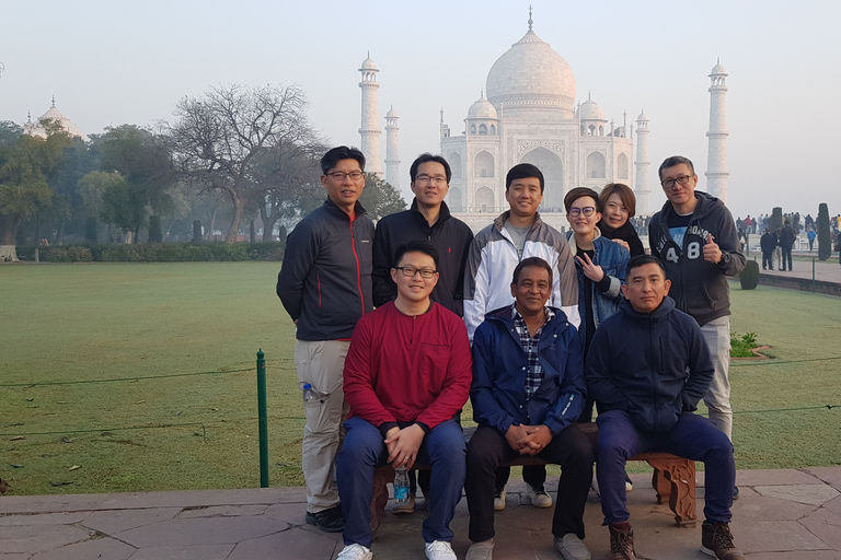 De Delhi: excursion privée d'une journée au lever du soleil au Taj MahalVisite avec voiture, guide et billets d'entrée