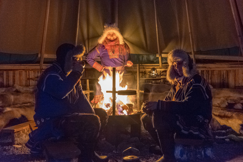 Tromsø: cena en campamento de renos con aurora boreal