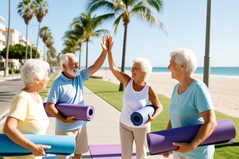 Grande Canarie : cours de yoga pour seniors au bord de l'océanGrande Canarie : cours de yoga senior en bord de mer