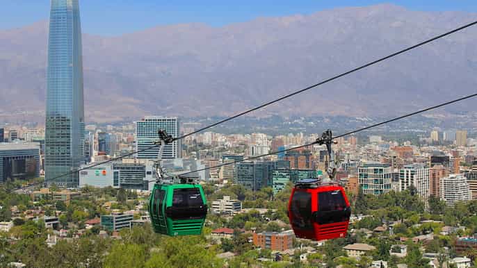 santiago cerro san cristóbal with funicular cable car
