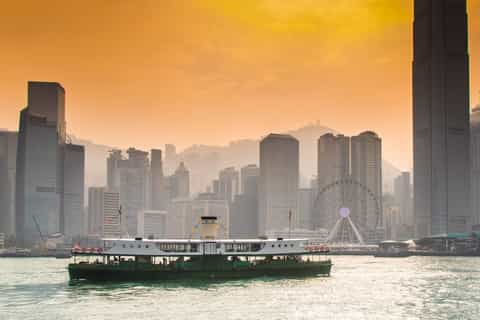 hong kong victoria harbour evening cruise on star ferry