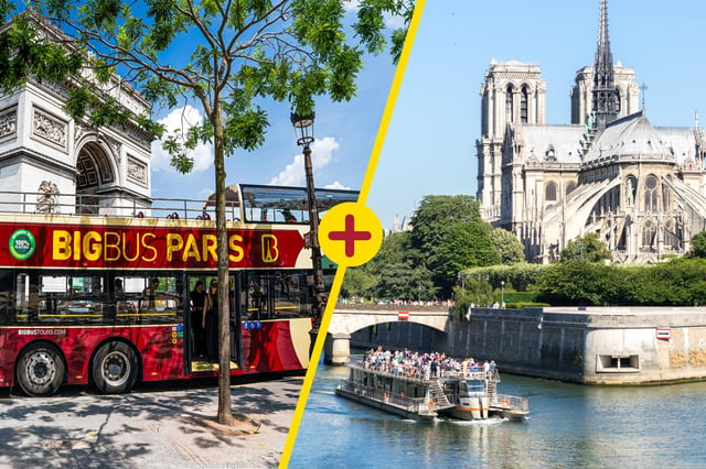 Paris: Hop-On/Hop-Off-Bus-Tour und Seine-Kreuzfahrt mit dem großen Bus