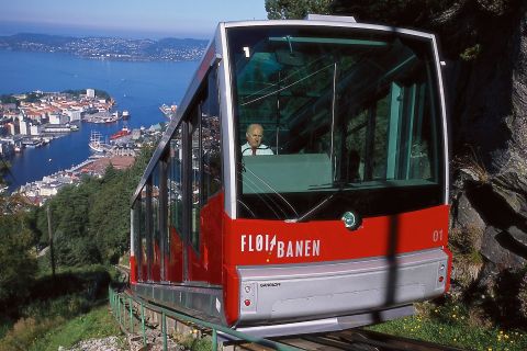 Bergen: Bysightseeing, Fjordcruise og Fløyen Fløibane