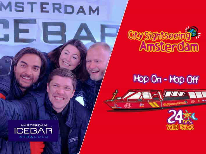 Amsterdama: diennakts hop-on hop-off laiva un XtraCold Icebar