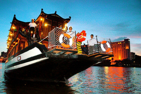 Ho Chi Minh: Saigon Night Tour with Buffet Dinner Cruise Cyclo Night Tour with Round Trip Transfer