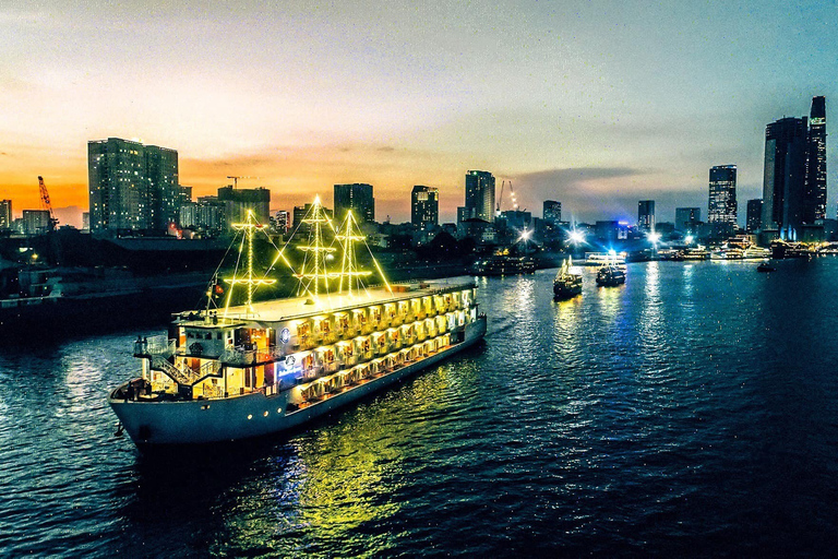 Ho Chi Minh: Saigon Night Tour with Buffet Dinner Cruise Cyclo Night Tour with Round Trip Transfer