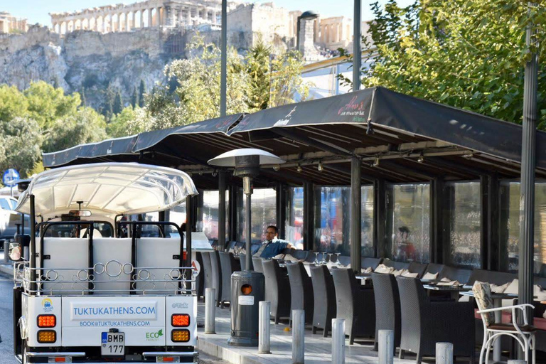 Atene: tour privato della città di 3 ore su un tuk tuk ecologicoPrelievo dagli hotel centrali di Atene