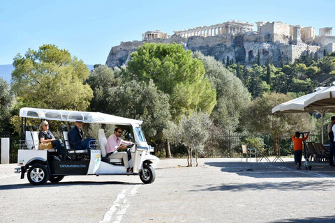 Atenas: recorrido turístico privado por la noche en tuk-tuk eléctricoTour en tuk-tuk con recogida en el hotel