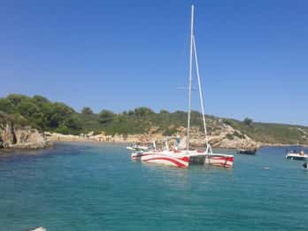 From Fornells: Half-Day Menorca Catamaran Trip w/ Snorkeling