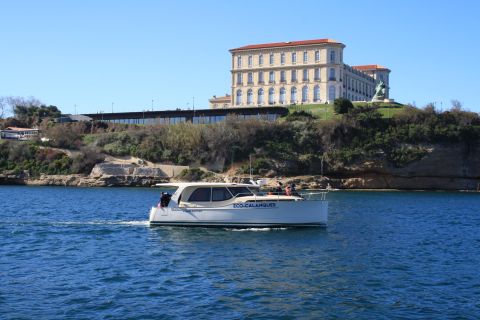 Marselha: Cruzeiro de barco ao pôr do sol com jantar e bebidas