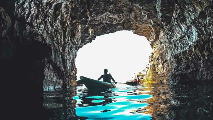 pula kayaking and snorkeling sea cave exploration tour