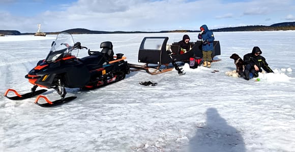Ivalo: Ice Fishing Safari on Lake Inari by Snowmobile Sleigh