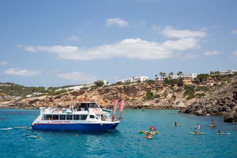 Ibiza: Rejs po plaży z paddleboardem, jedzeniem i napojamiIbiza: rejs po plażach, paddleboarding, przekąski i napoje