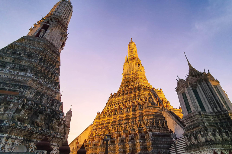 Bangkok: Evening Tour with Wat Arun, Wat Pho &amp; Tuk Tuk RideShared Group Tour in English