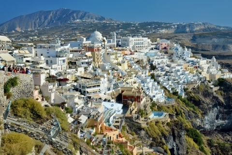 Fira: Walking Tour with Wine Tasting and Cable Car Ride