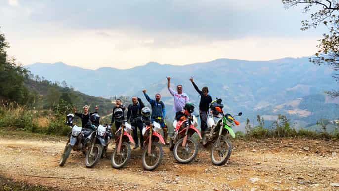 from sapa motorbike tour with silver waterfall