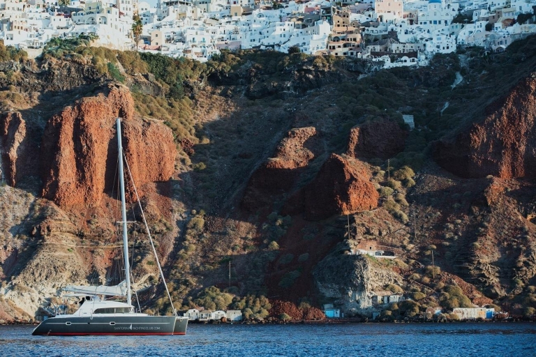 Santorini: Private Catamaran Cruise with BBQ Meal and Drinks Private Sunset Cruise