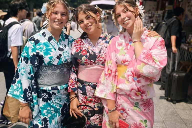 Tokyo: Asakusa Kimono Rental with Professional Hair Couple Kimono Plan