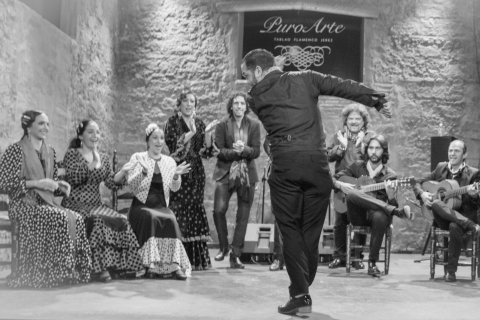 Jerez: pokaz flamenco na żywo z opcjonalną kolacjąPokaż z Puro Arte Menu
