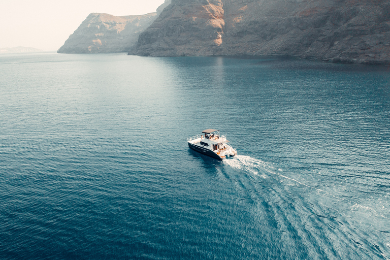 Santorini: Crociera privata in catamarano a motore CalderaCrociera giornaliera di 3 ore senza barbecue