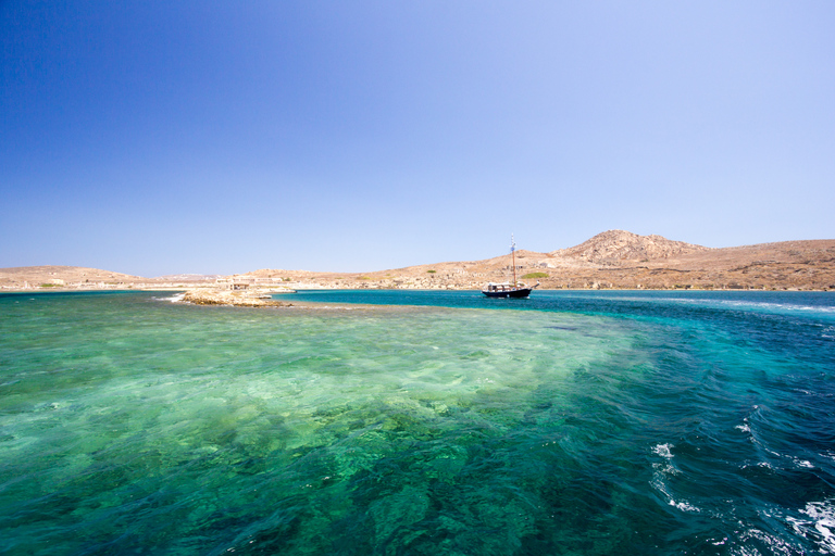 De Mykonos: Cruzeiro para Delos e Rhenia com almoçoDe Mykonos: Cruzeiro para Delos e Rhenia com almoço com churrasco