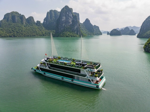 Visit Luxury Halong Full Day Tour With Amethyst Cruise,Cave,Titop in Cam Pha, Vietnam