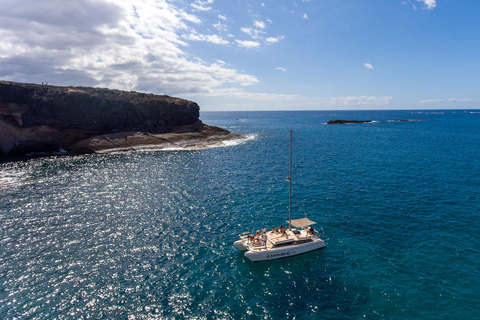 Costa Adeje: Passeio de catamarã, mergulho com snorkel, lanches e bebidasPasseio de catamarã Costa Adeje com snorkel, lanches e bebidas