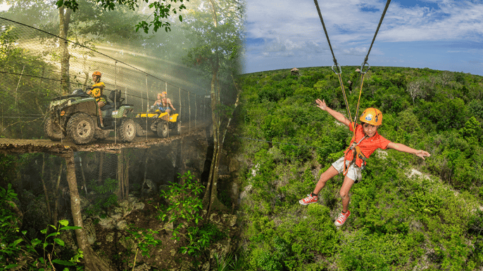 desde cancún y riviera maya tour en cuatrimoto tirolina y cenotes