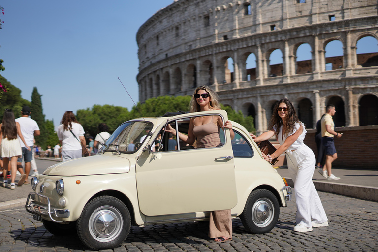 Timeless Rome: A Journey in Fiat 500 or Convertible Fiat 500 Shared Vintage Convertible Fiat 500 experience
