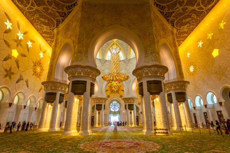 Depuis Dubaï : visite de la mosquée Sheikh Zayed d’Abou DabiVisite en groupe d'une demi-journée en anglais