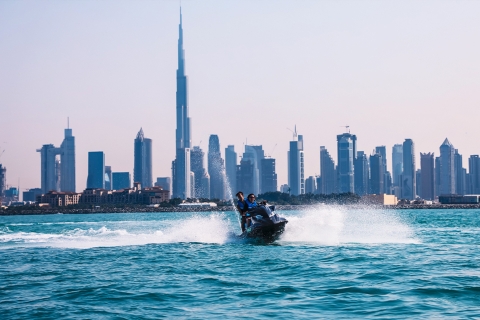 Dubai: Jetski Burj al Arab, Burj Khalifa, Marina & Atlantis60 Minuten Fahrt & Fotostopp am Burj Khalifa & Burj Al Arab