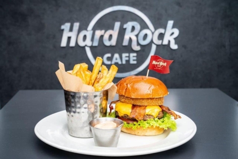 Maaltijd in Hard Rock Cafe Orlando bij Universal CityWalkAkoestisch rockmenu