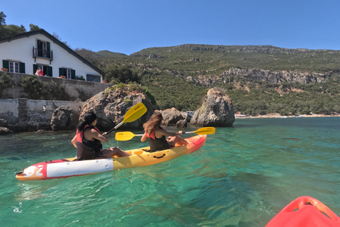 Arrábida: Kayak & Wild Beach Snorkeling with Pickup Option Tour with Meeting Point in São Lourenço