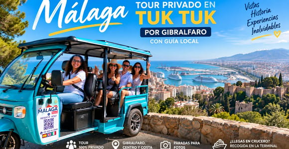 Malaga: Private Tuk Tuk Sightseeing Tour of Gibralfaro with Local Guide