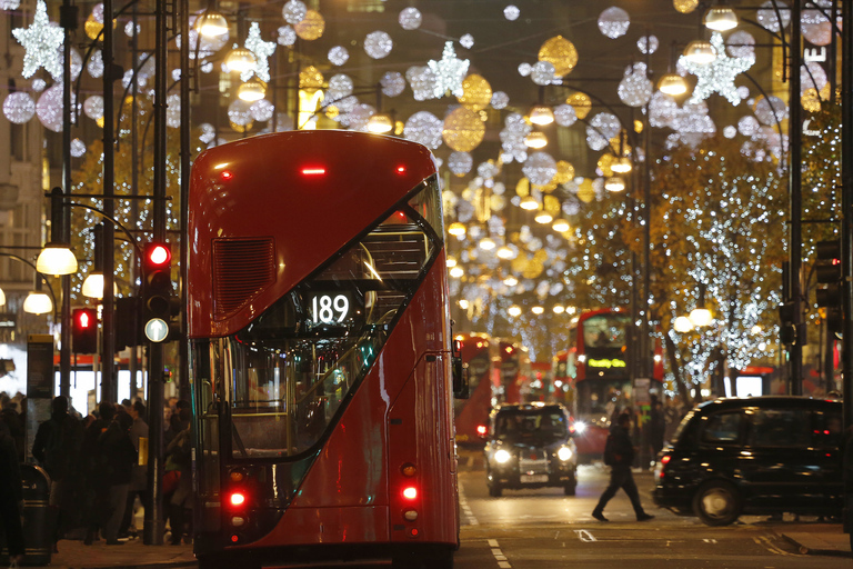 London: Live Guided Christmas Lights Open-Top Bus Night Tour London Christmas Lights Tour - London Eye Departure
