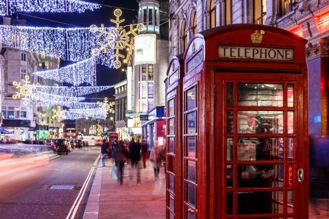 London: Christmas Lights Tour med Open-Top Bus