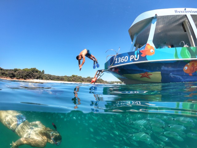 Visit Pula Verudela Glass-Bottom Boat and Swim with Fish Tour in Pula