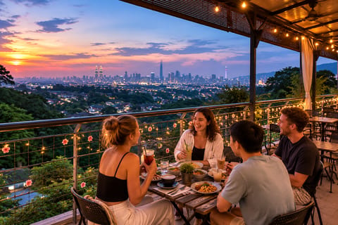 Kuala Lumpur: Giant Fishing & Secret Skyline Dinner Stop