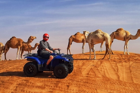 Z Dubaju: poranne pustynne safari i jazda quademWspólny transfer 1-godzinne safari na quadach z regularną kolacją przy grillu