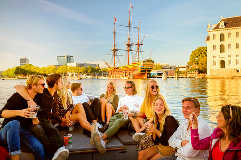 Amsterdam: Open Boat Cruise mit unbegrenzter GetränkeoptionTreffpunkt Anne Frank Haus ohne Getränke