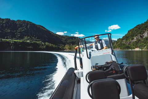 Øystese : safari en semi-rigide dans le Hardangerfjord jusqu'à l'embranchement de FyksesundVisite en bateau pneumatique