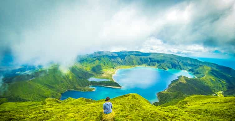 Lagoa Do Fogo Crater Lake Within The Agua De Pau Massif