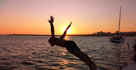 From Vilamoura: Sunset Tour on a Luxury Sailing Yacht