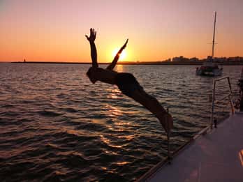 From Vilamoura: Sunset Tour on a Luxury Sailing Yacht